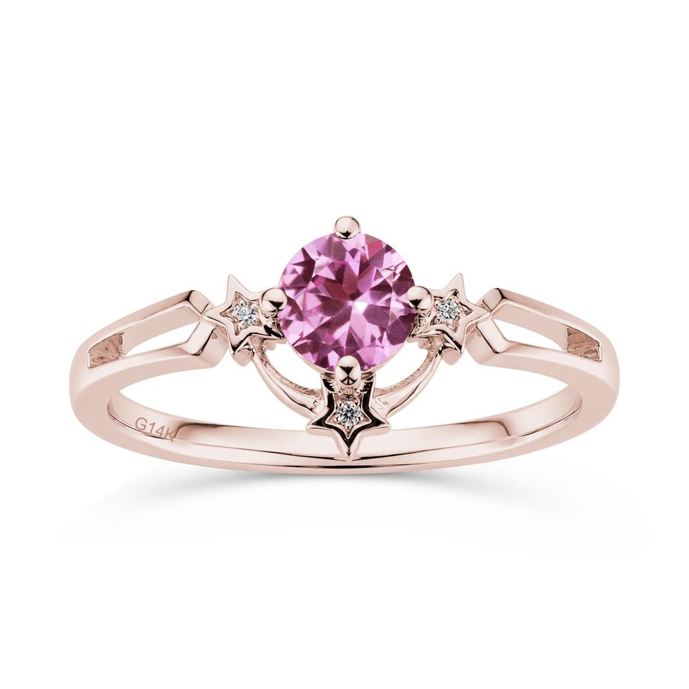 Round Cut Pink Sapphire Star Proposal Ring - LUO Jewelry #gemstone_Pink Sapphire