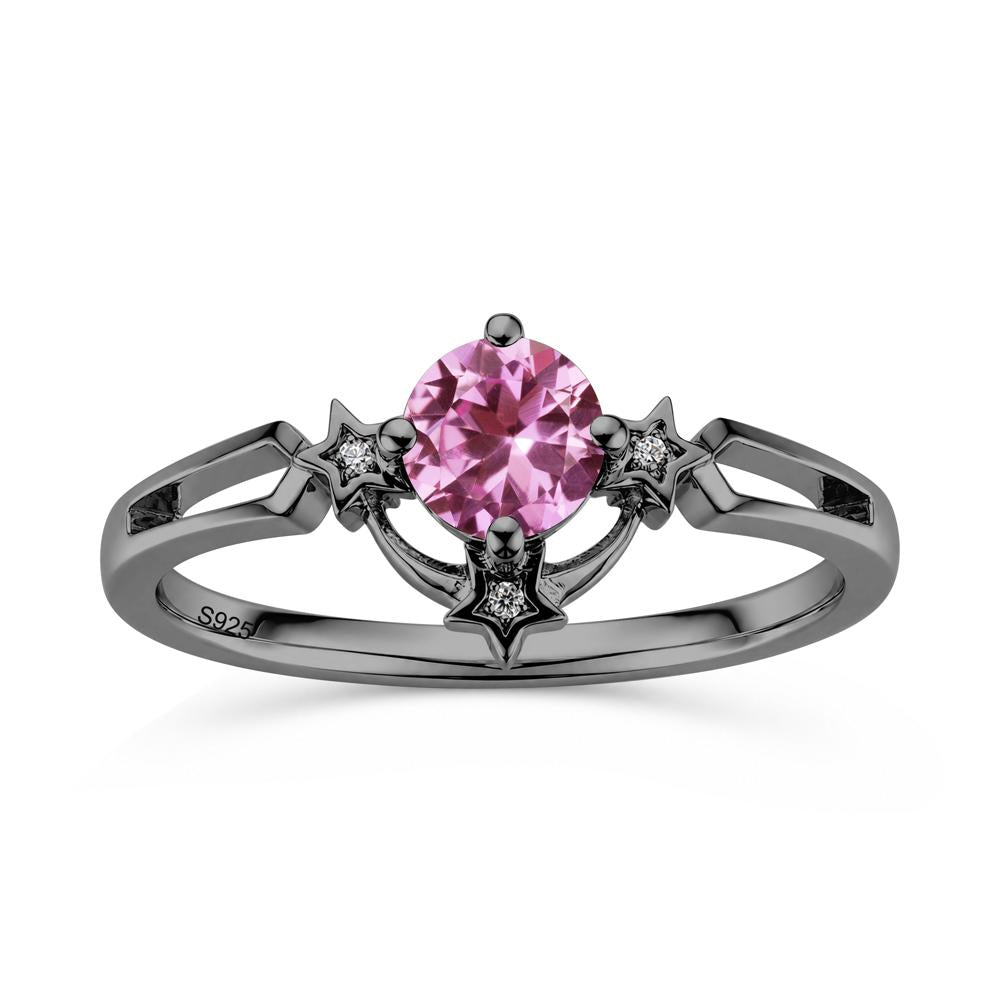 Round Cut Pink Sapphire Star Proposal Ring - LUO Jewelry #gemstone_Pink Sapphire