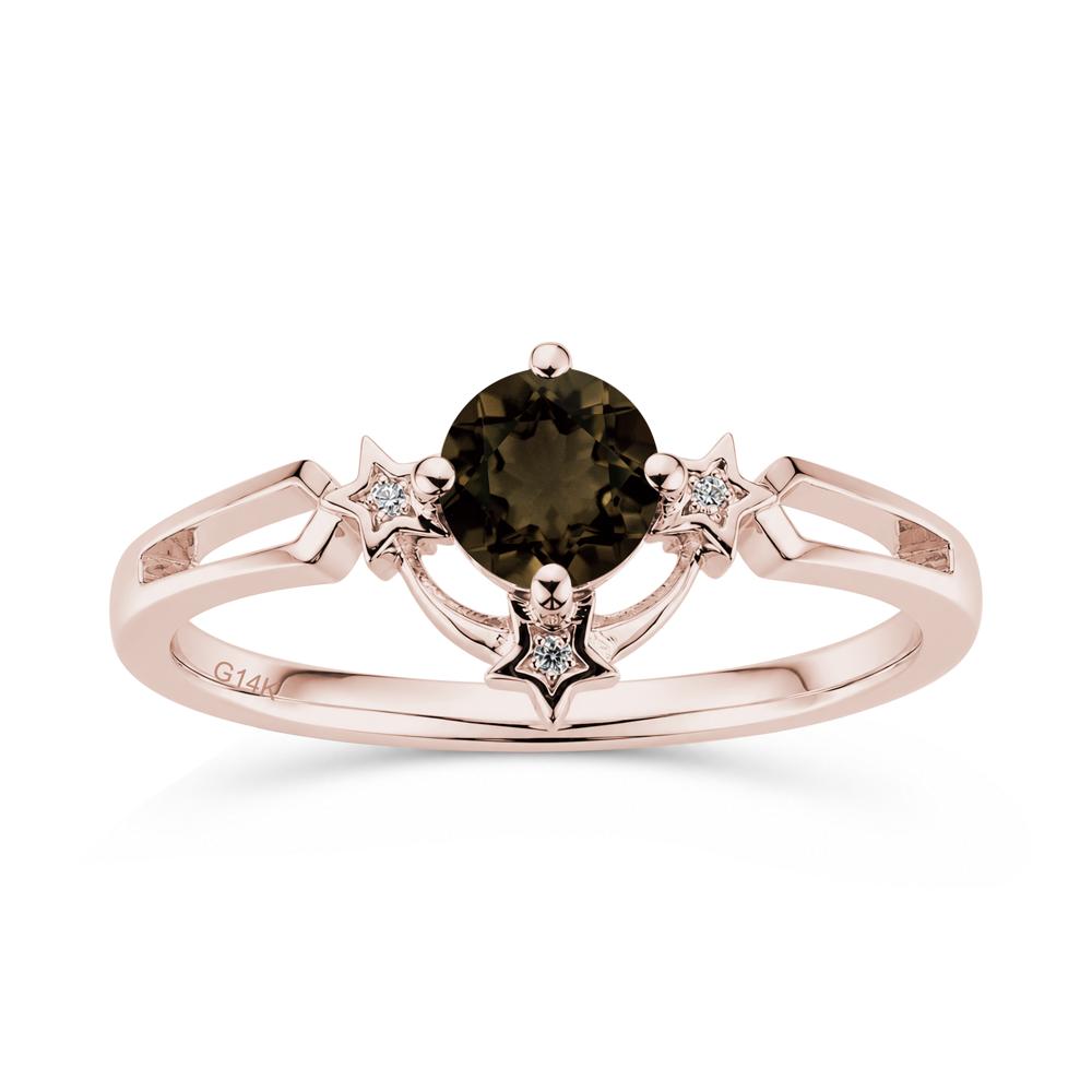 Round Cut Pink Sapphire Star Proposal Ring - LUO Jewelry #gemstone_Smoky Quartz