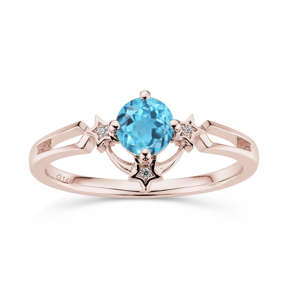 Round Cut Pink Sapphire Star Proposal Ring - LUO Jewelry #gemstone_Swiss Blue Topaz