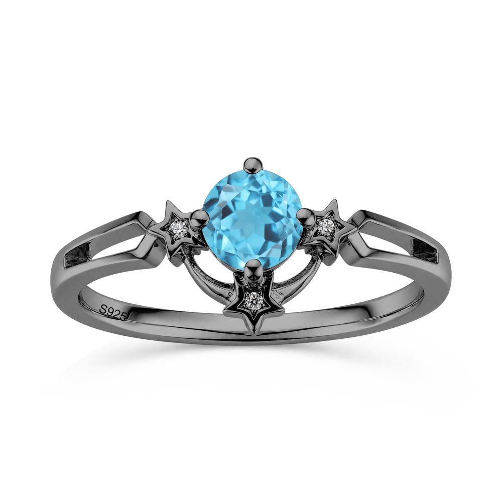 Round Cut Pink Sapphire Star Proposal Ring - LUO Jewelry #gemstone_Swiss Blue Topaz