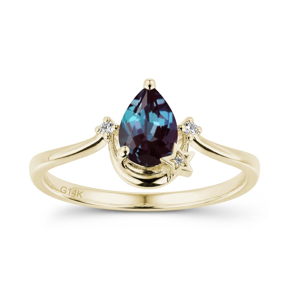 Pear Cut Green Sapphire Moon and Star Ring - LUO Jewelry #gemstone_Alexandrite