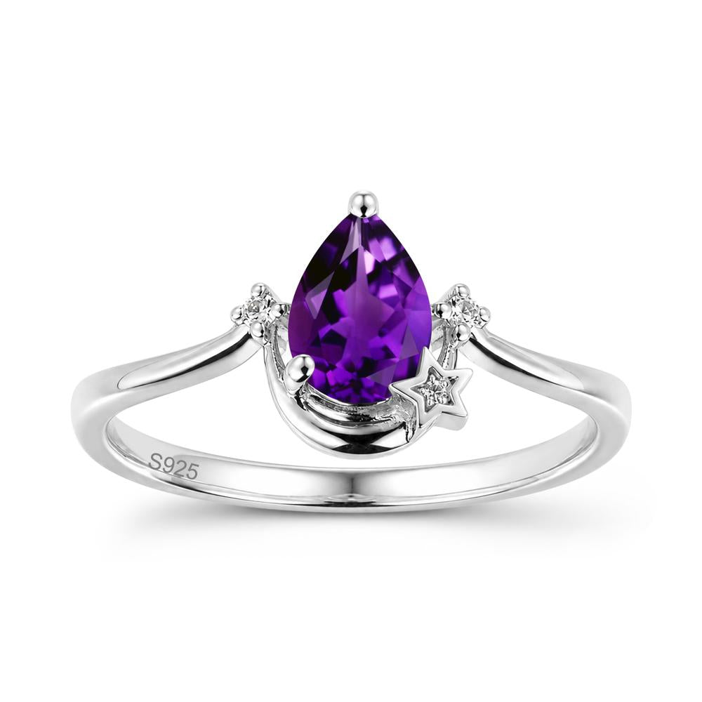 Pear Cut Green Sapphire Moon and Star Ring - LUO Jewelry #gemstone_Amethyst
