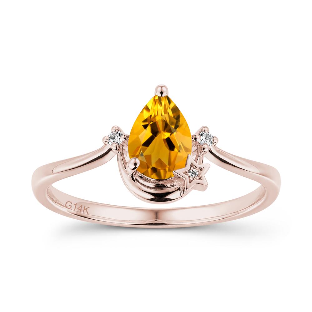 Pear Cut Green Sapphire Moon and Star Ring - LUO Jewelry #gemstone_Citrine