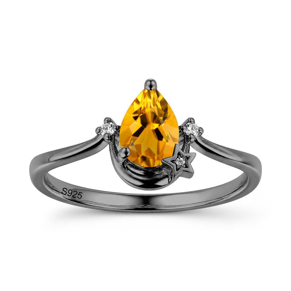 Pear Cut Green Sapphire Moon and Star Ring - LUO Jewelry #gemstone_Citrine