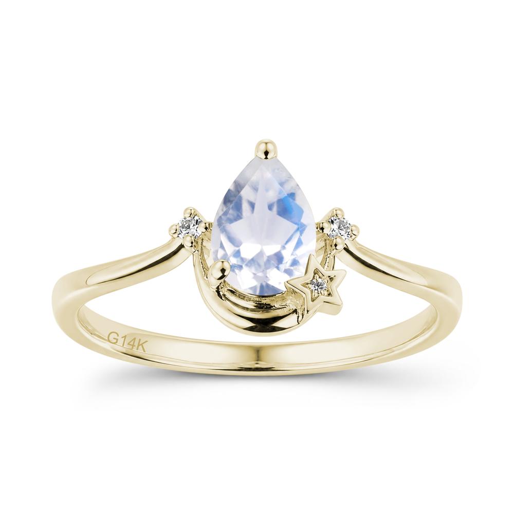 Pear Cut Green Sapphire Moon and Star Ring - LUO Jewelry #gemstone_Moonstone