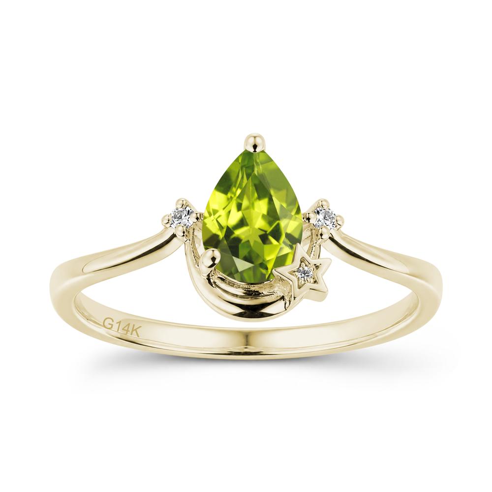 Pear Cut Green Sapphire Moon and Star Ring - LUO Jewelry #gemstone_Peridot
