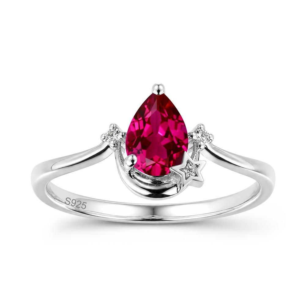 Pear Cut Green Sapphire Moon and Star Ring - LUO Jewelry #gemstone_Ruby