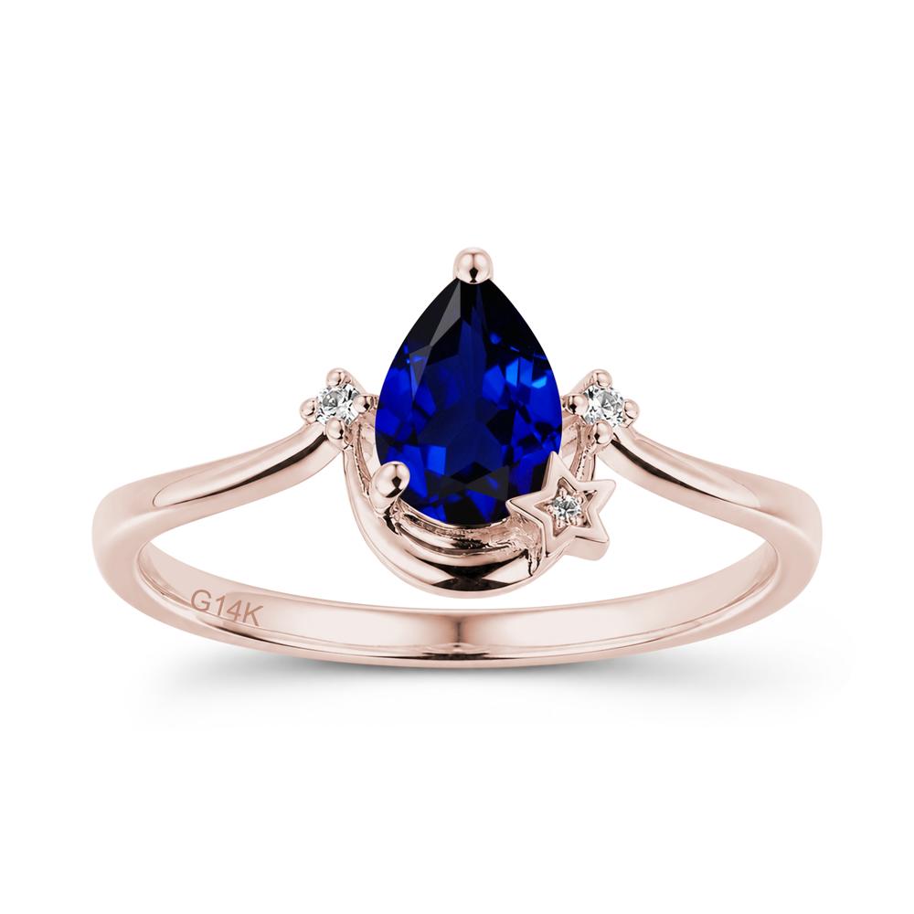 Pear Cut Green Sapphire Moon and Star Ring - LUO Jewelry #gemstone_Sapphire