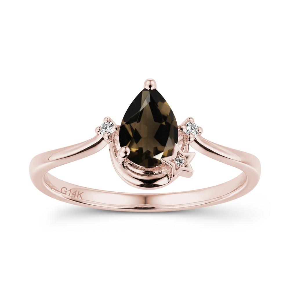 Pear Cut Green Sapphire Moon and Star Ring - LUO Jewelry #gemstone_Smoky Quartz