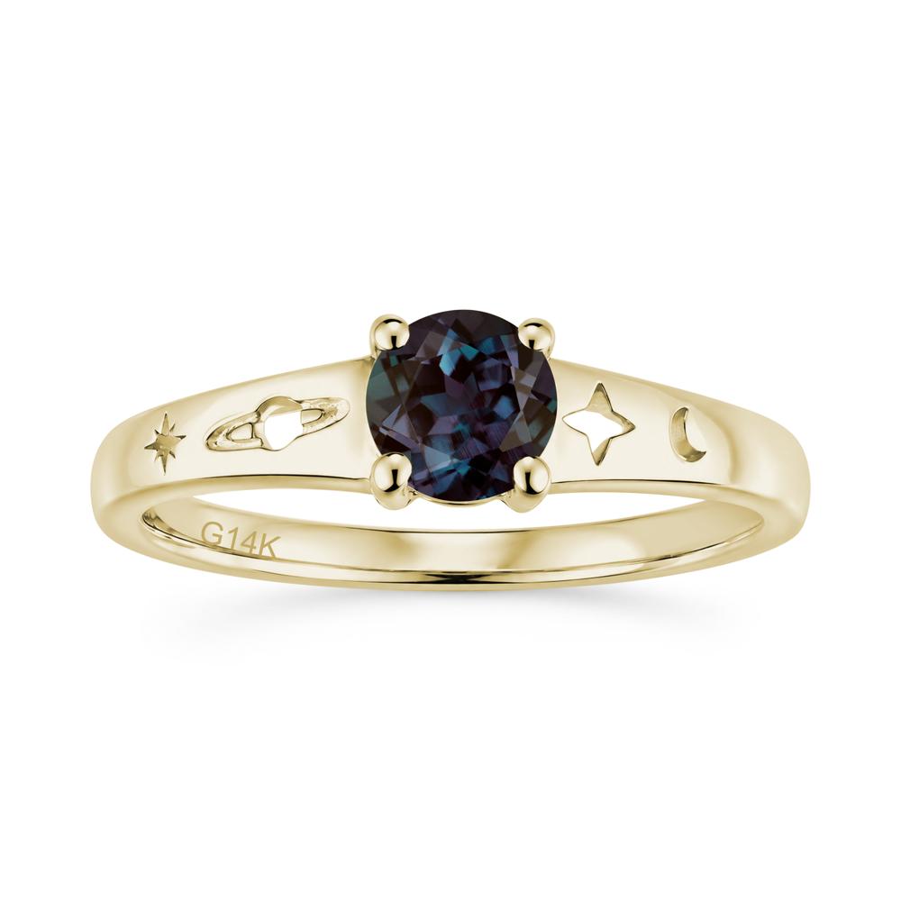 Petite Round Cut Pink Cubic Zirconia Hollow Engraved Ring - LUO Jewelry #gemstone_Alexandrite