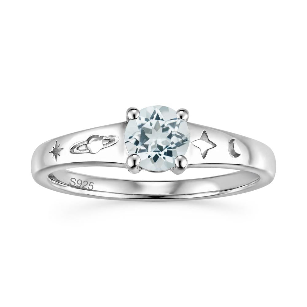 Petite Round Cut Pink Cubic Zirconia Hollow Engraved Ring - LUO Jewelry #gemstone_Aquamarine