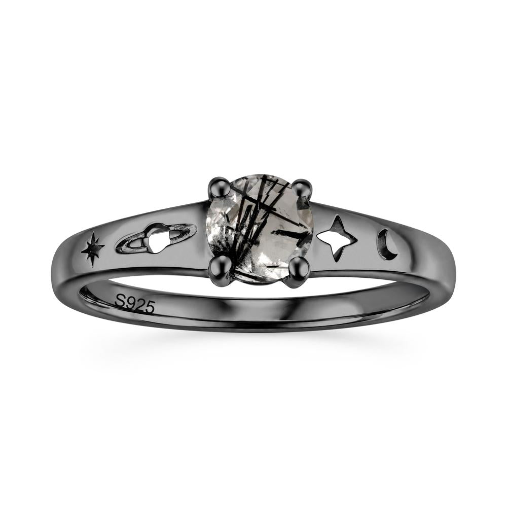 Petite Round Cut Pink Cubic Zirconia Hollow Engraved Ring - LUO Jewelry #gemstone_Black Rutilated Quartz