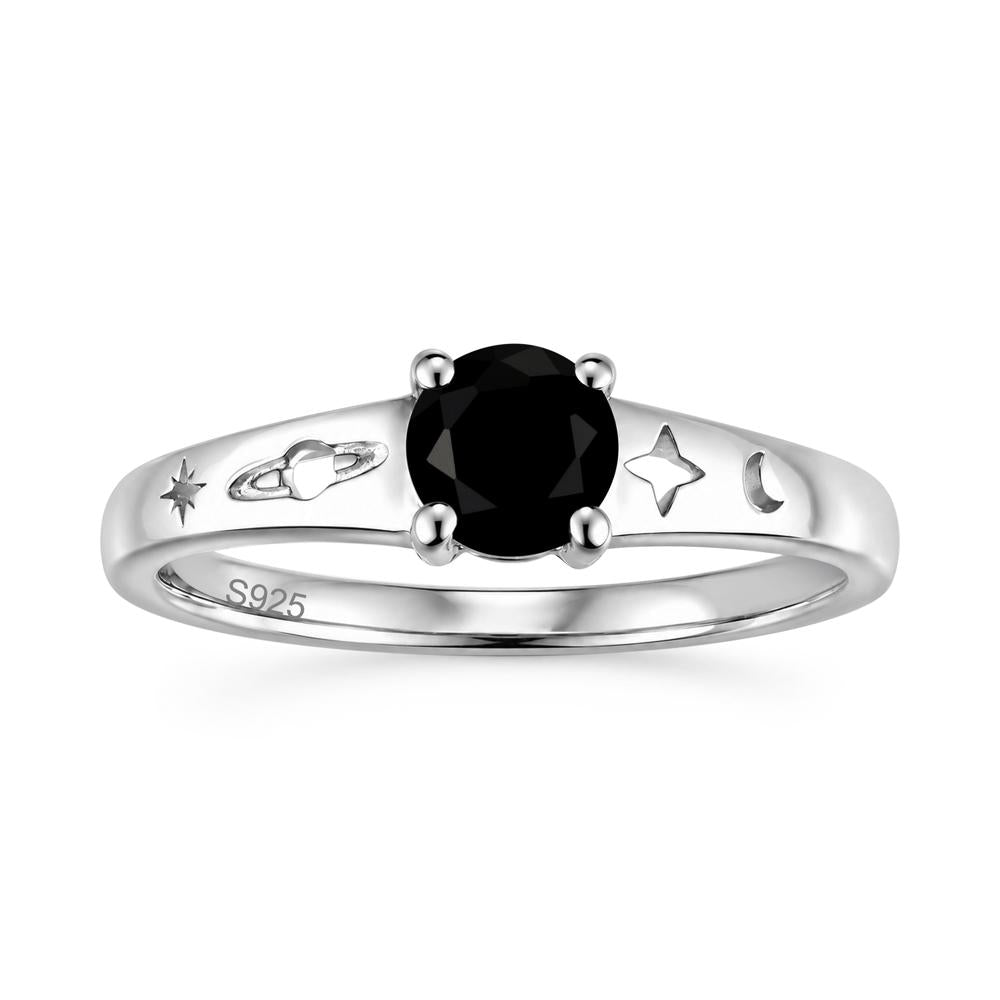 Petite Round Cut Pink Cubic Zirconia Hollow Engraved Ring - LUO Jewelry #gemstone_Black Spinel