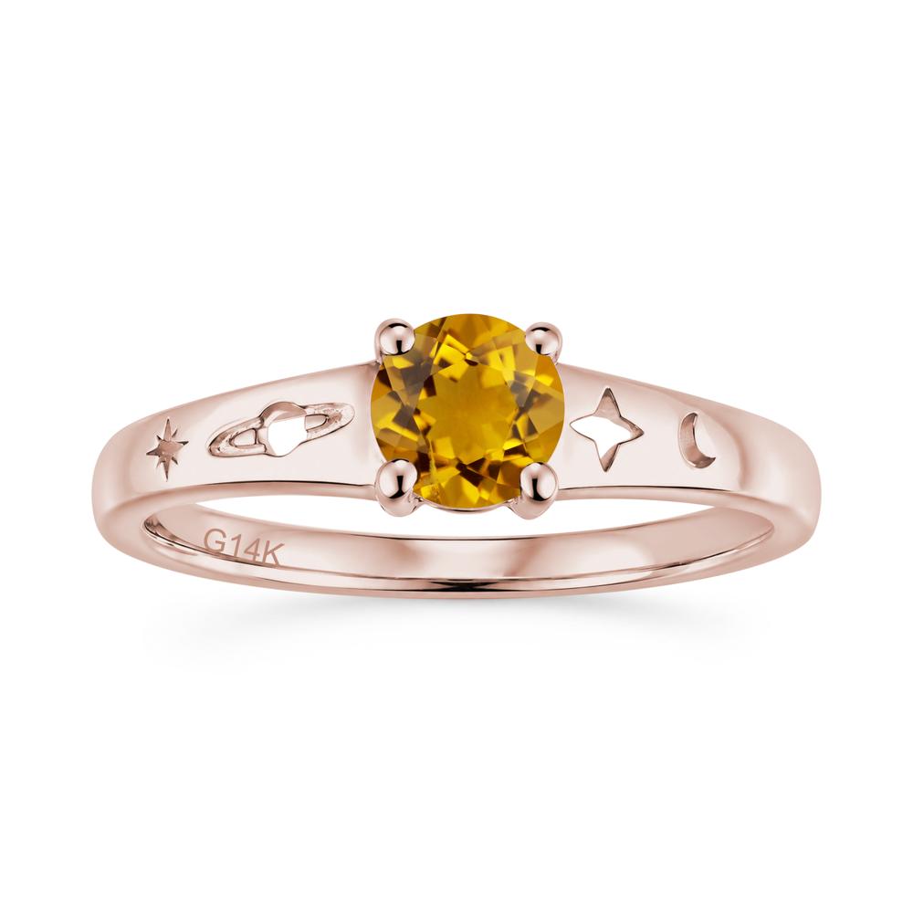 Petite Round Cut Pink Cubic Zirconia Hollow Engraved Ring - LUO Jewelry #gemstone_Citrine