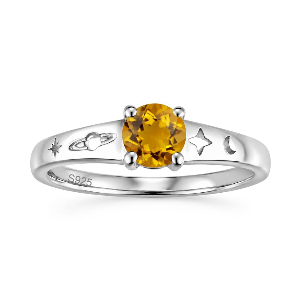 Petite Round Cut Pink Cubic Zirconia Hollow Engraved Ring - LUO Jewelry #gemstone_Citrine