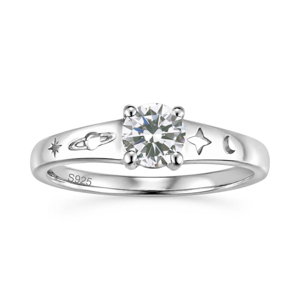 Petite Round Cut Pink Cubic Zirconia Hollow Engraved Ring - LUO Jewelry #gemstone_Cubic Zirconia