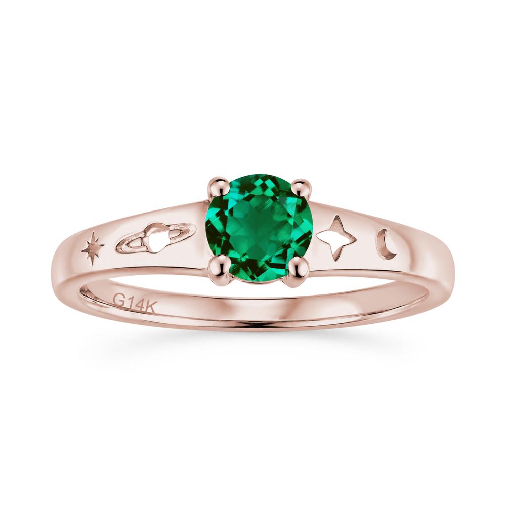 Petite Round Cut Pink Cubic Zirconia Hollow Engraved Ring - LUO Jewelry #gemstone_Emerald