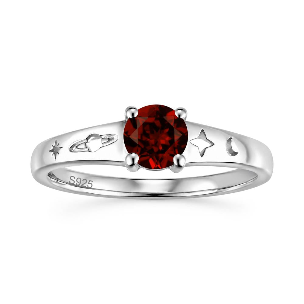Petite Round Cut Pink Cubic Zirconia Hollow Engraved Ring - LUO Jewelry #gemstone_Garnet