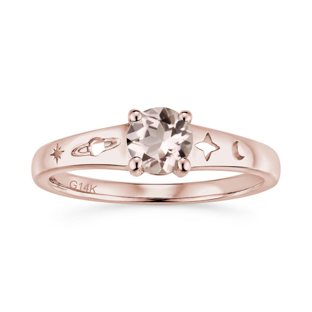 Petite Round Cut Pink Cubic Zirconia Hollow Engraved Ring - LUO Jewelry #gemstone_Morganite