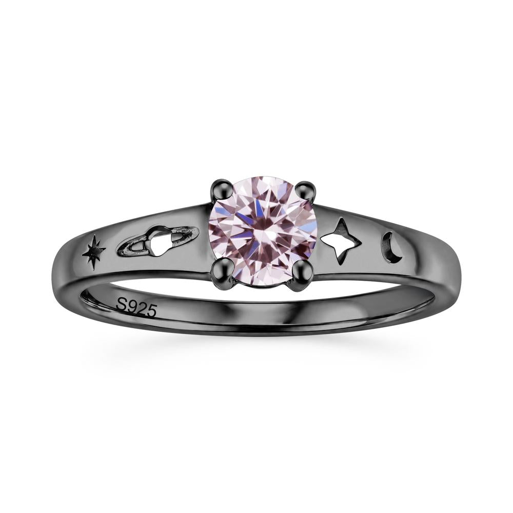 Petite Round Cut Pink Cubic Zirconia Hollow Engraved Ring - LUO Jewelry #gemstone_Pink Cubic Zirconia