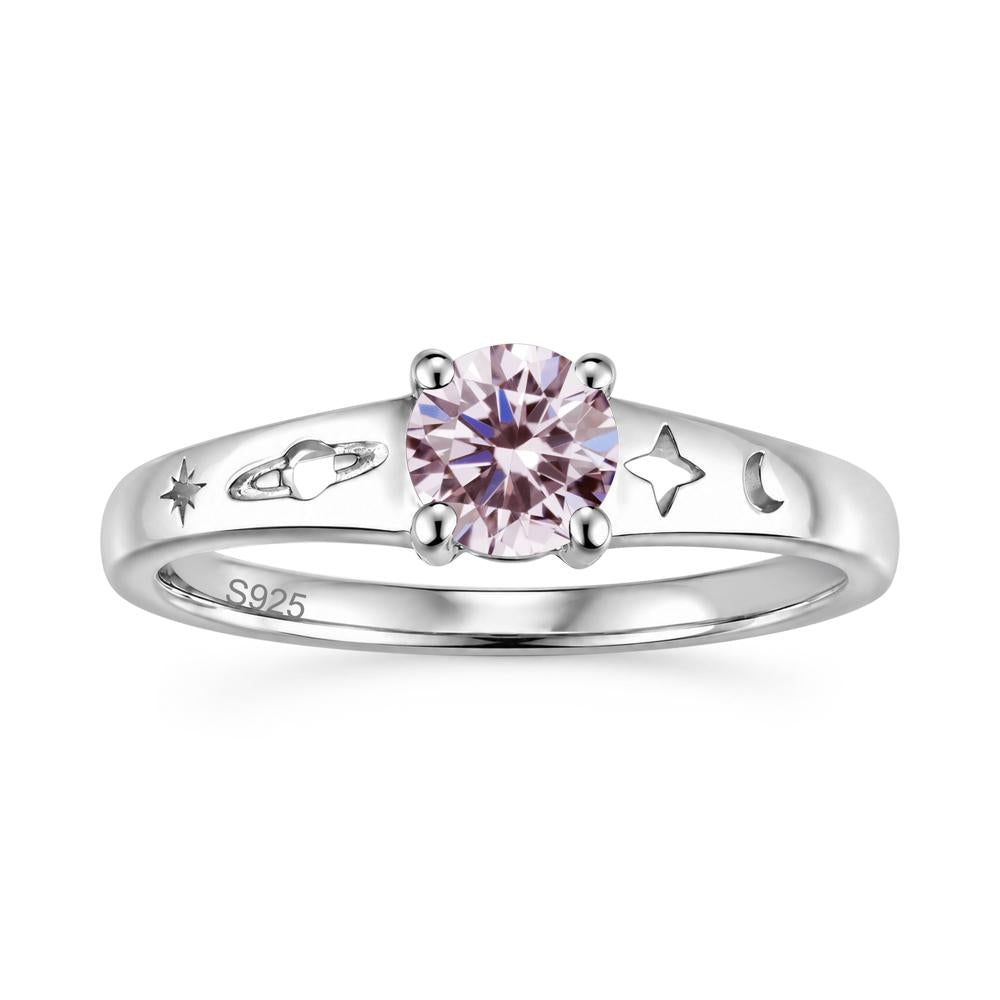 Petite Round Cut Pink Cubic Zirconia Hollow Engraved Ring - LUO Jewelry #gemstone_Pink Cubic Zirconia