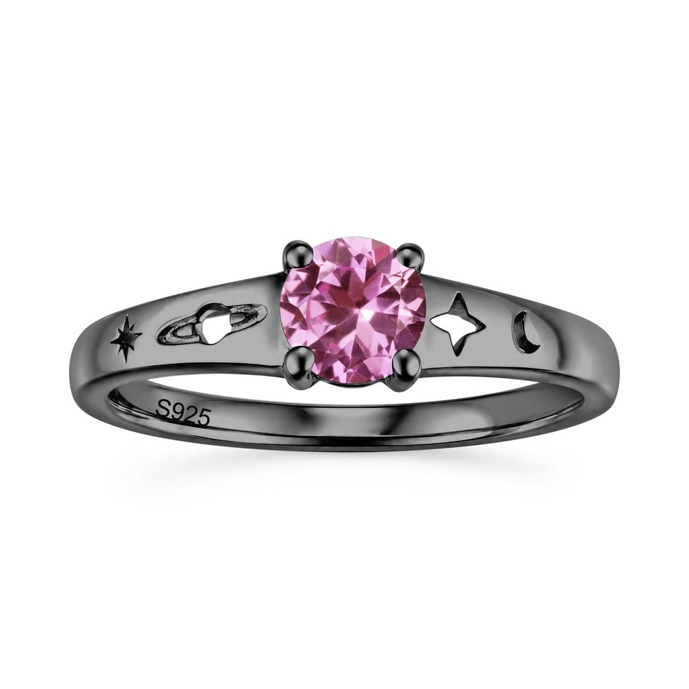 Petite Round Cut Pink Cubic Zirconia Hollow Engraved Ring - LUO Jewelry #gemstone_Pink Sapphire