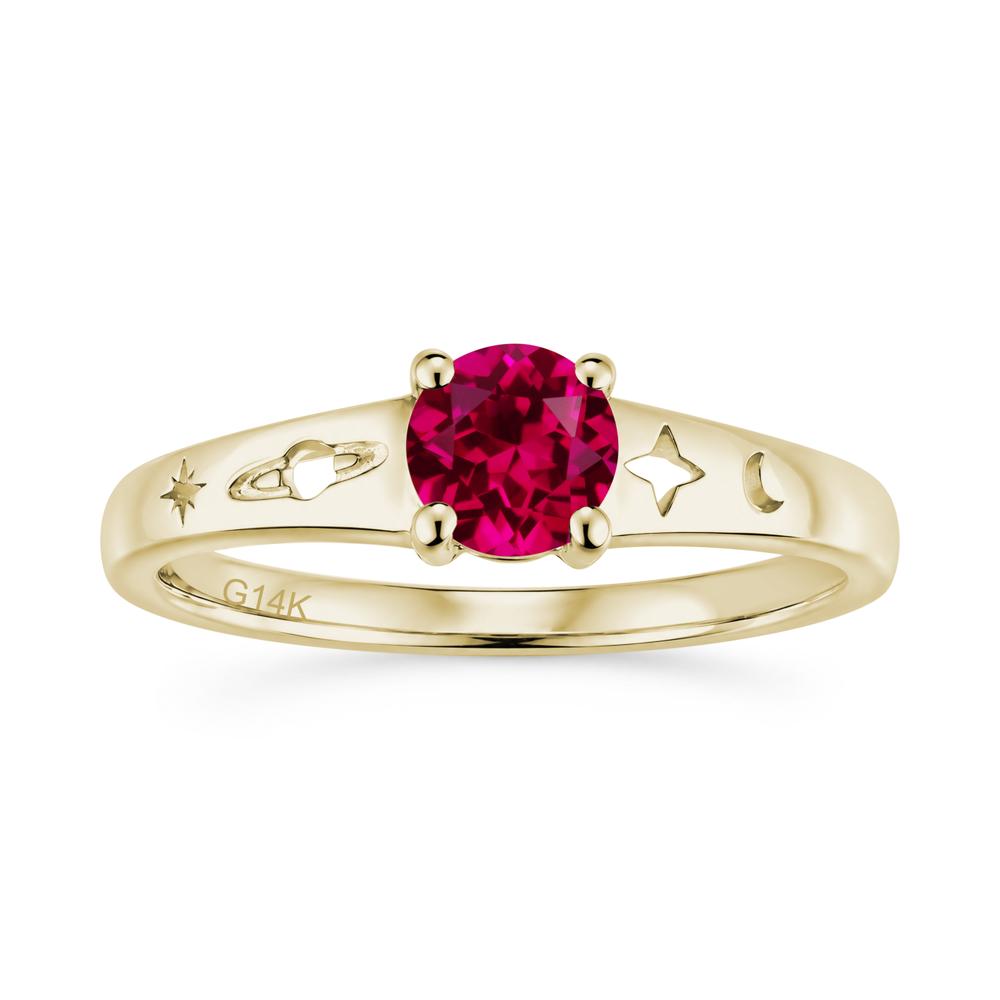 Petite Round Cut Pink Cubic Zirconia Hollow Engraved Ring - LUO Jewelry #gemstone_Ruby