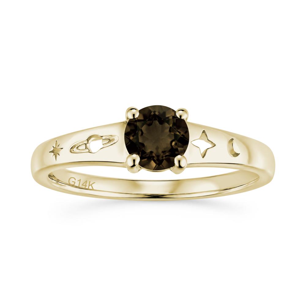 Petite Round Cut Pink Cubic Zirconia Hollow Engraved Ring - LUO Jewelry #gemstone_Smoky Quartz