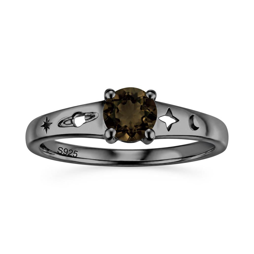 Petite Round Cut Pink Cubic Zirconia Hollow Engraved Ring - LUO Jewelry #gemstone_Smoky Quartz