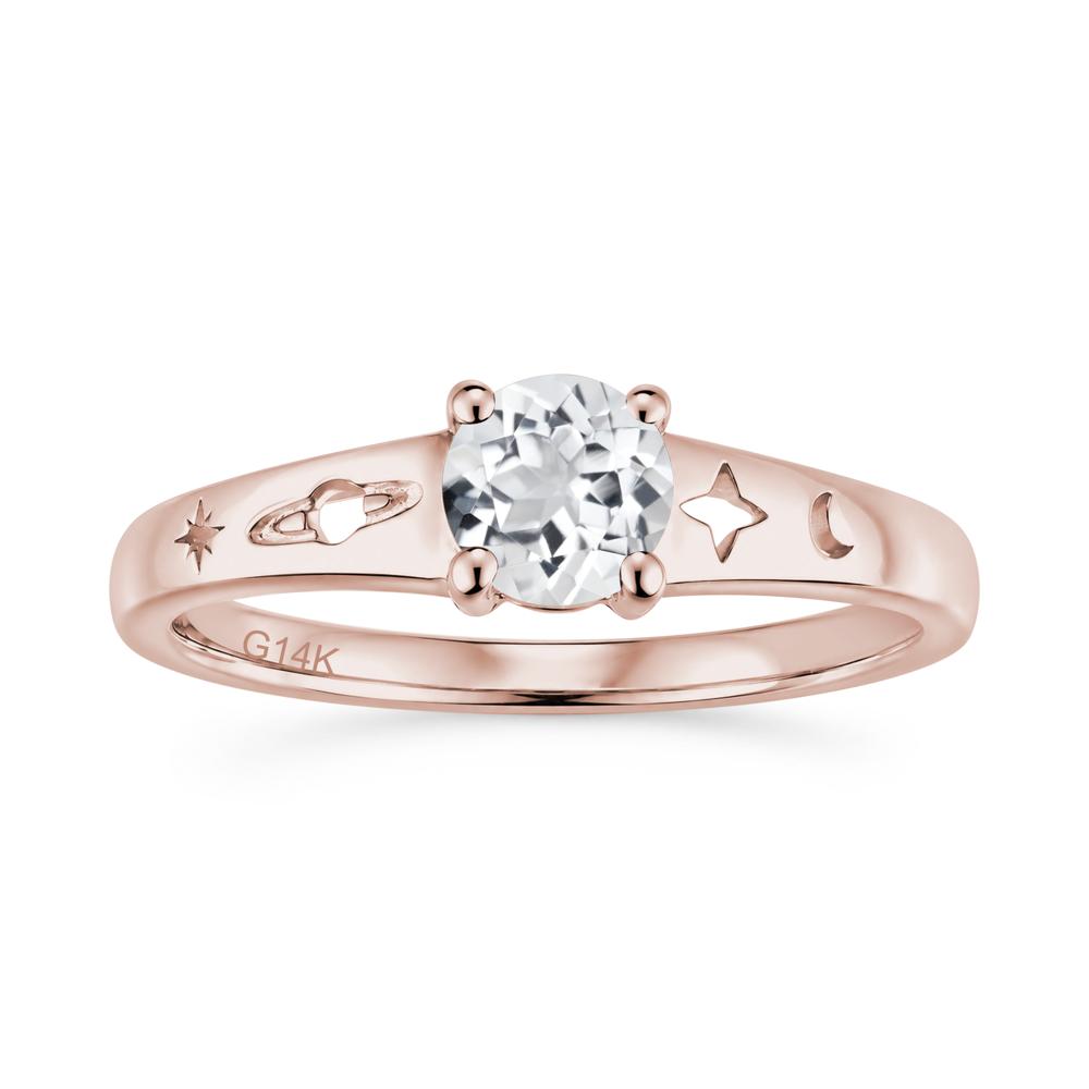 Petite Round Cut Pink Cubic Zirconia Hollow Engraved Ring - LUO Jewelry #gemstone_White Topaz