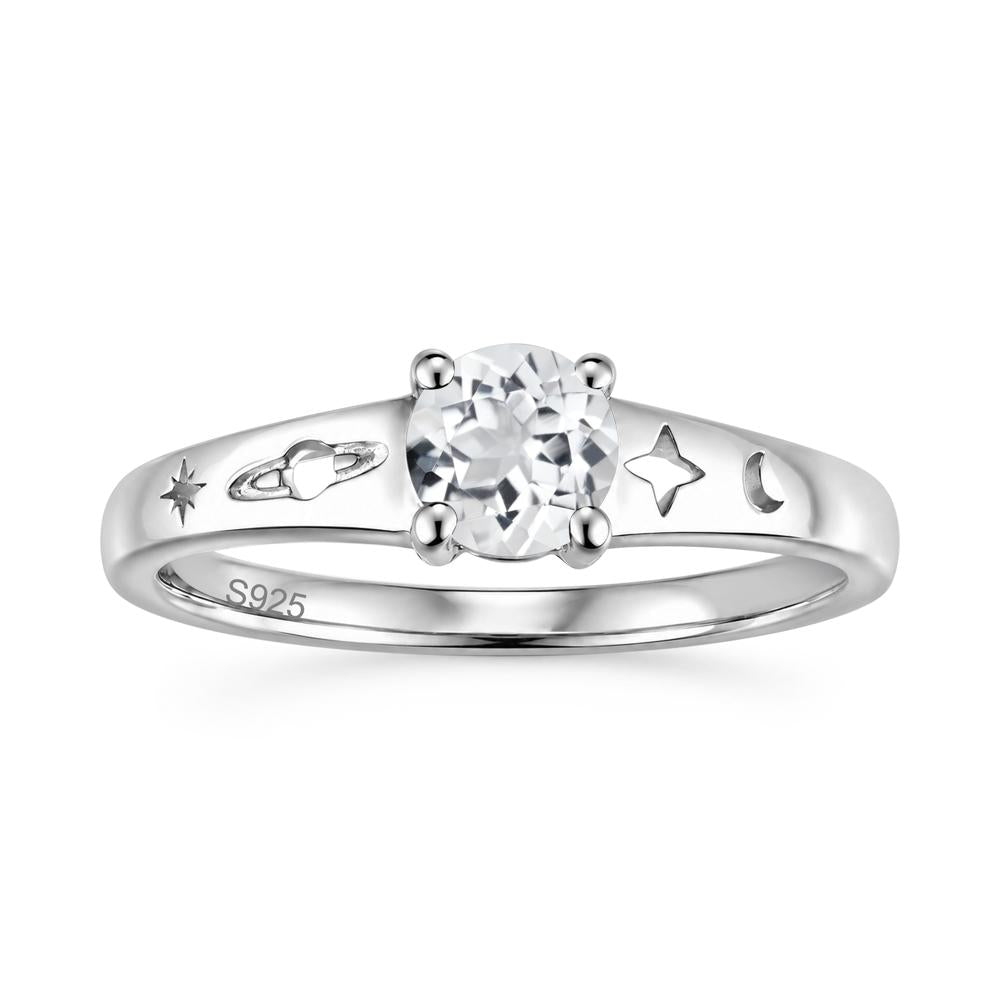 Petite Round Cut Pink Cubic Zirconia Hollow Engraved Ring - LUO Jewelry #gemstone_White Topaz