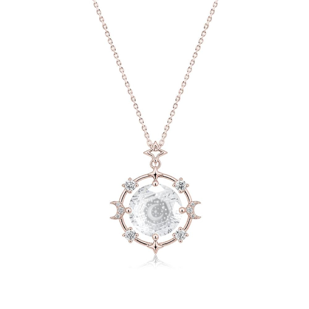 Celestial Moon and Star Clear Quartz Pendant Necklace - LUO Jewelry #gemstone_Clear Quartz