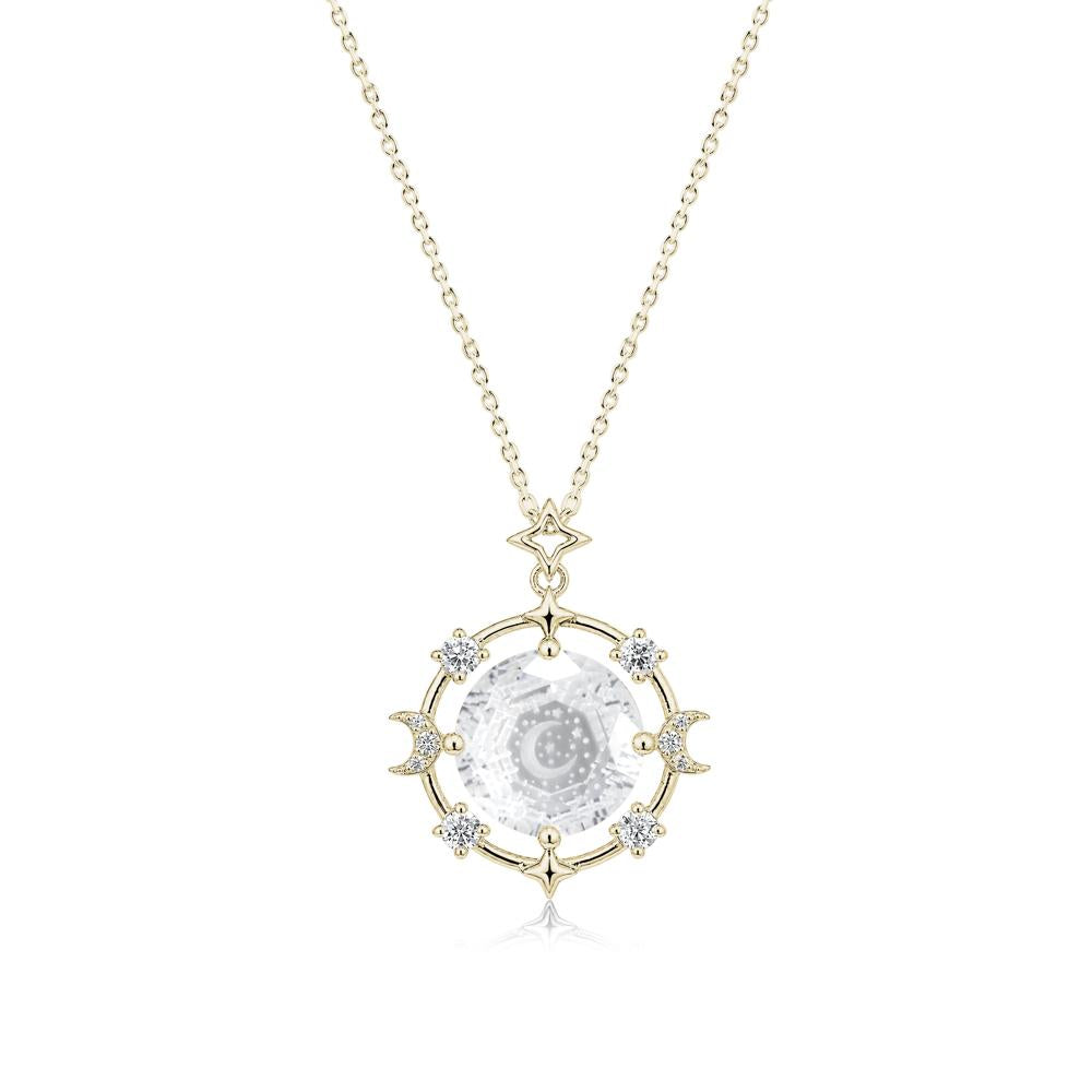 Celestial Moon and Star Clear Quartz Pendant Necklace - LUO Jewelry #gemstone_Clear Quartz