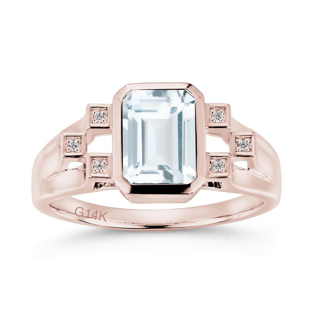 Minimalist Bezel Set Emerald Cut Alexandrite Ring - LUO Jewelry #gemstone_Aquamarine