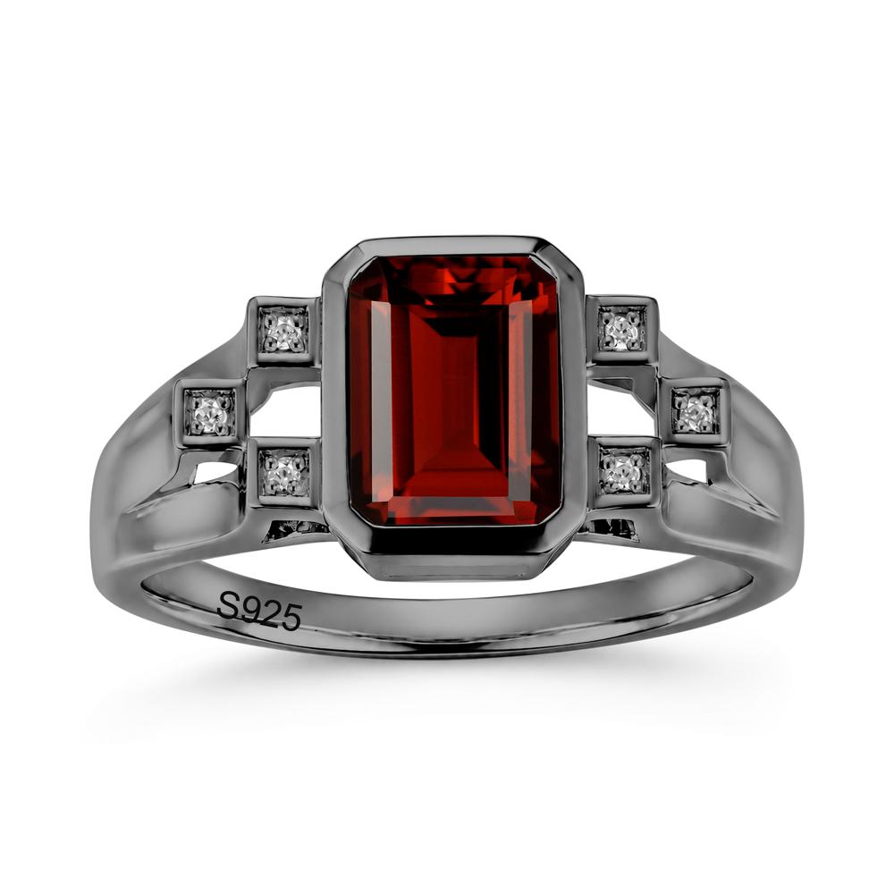 Minimalist Bezel Set Emerald Cut Alexandrite Ring - LUO Jewelry #gemstone_Garnet