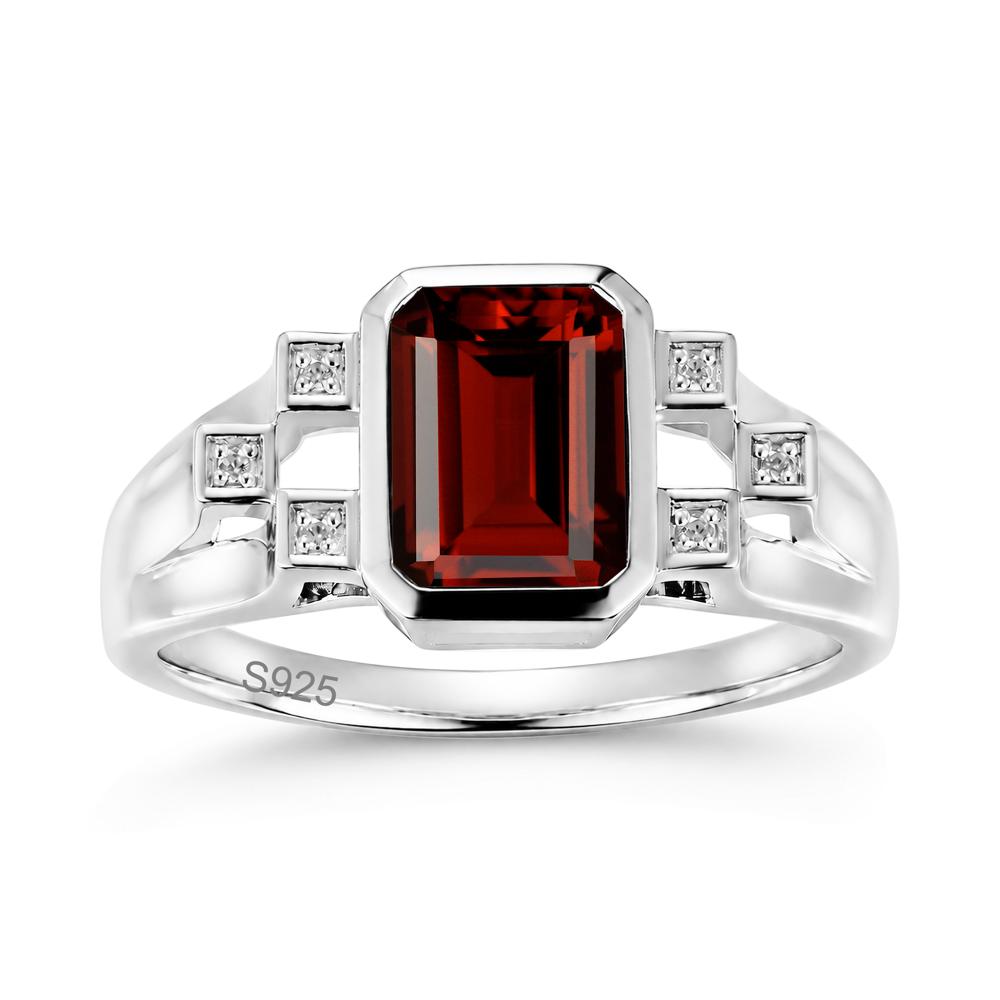 Minimalist Bezel Set Emerald Cut Alexandrite Ring - LUO Jewelry #gemstone_Garnet