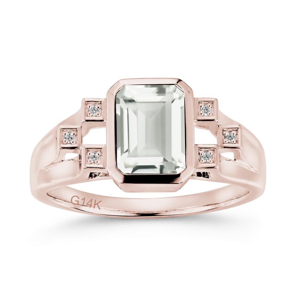 Minimalist Bezel Set Emerald Cut Alexandrite Ring - LUO Jewelry #gemstone_Green Amethyst