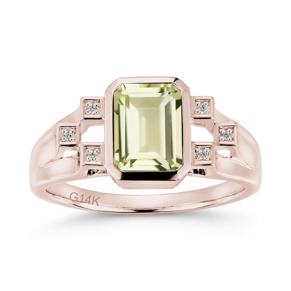 Minimalist Bezel Set Emerald Cut Alexandrite Ring - LUO Jewelry #gemstone_Lemon Quartz
