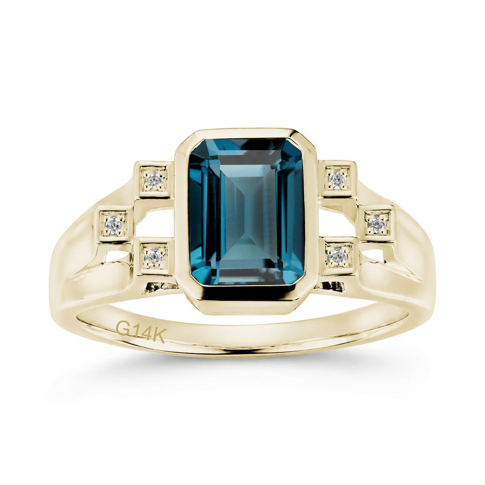 Minimalist Bezel Set Emerald Cut Alexandrite Ring - LUO Jewelry #gemstone_London Blue Topaz