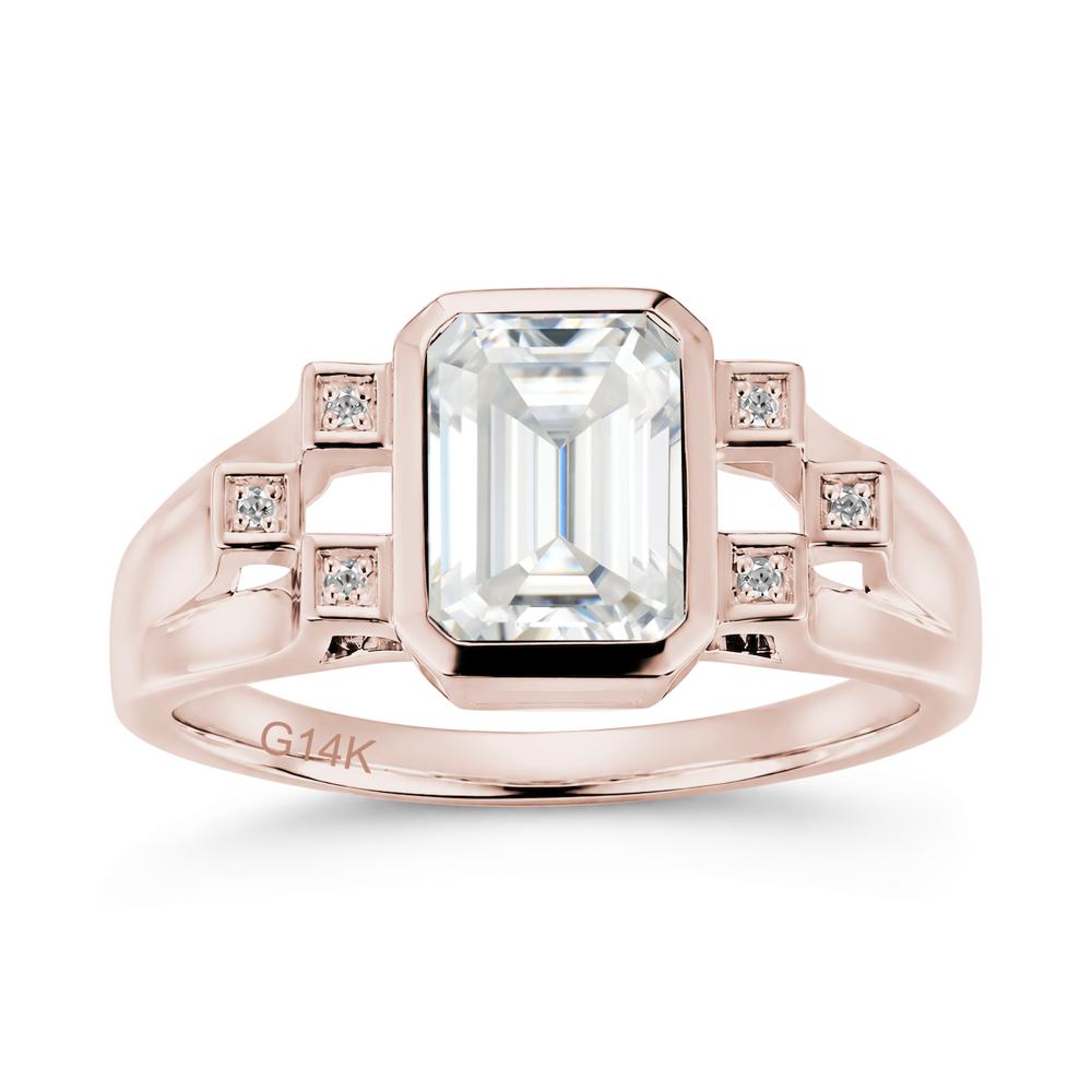 Minimalist Bezel Set Emerald Cut Alexandrite Ring - LUO Jewelry #gemstone_Moissanite