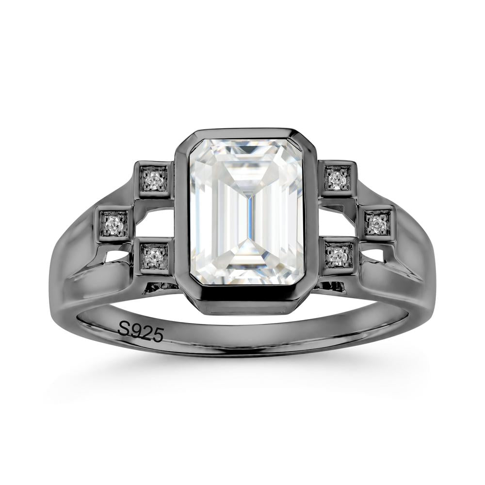 Minimalist Bezel Set Emerald Cut Alexandrite Ring - LUO Jewelry #gemstone_Moissanite