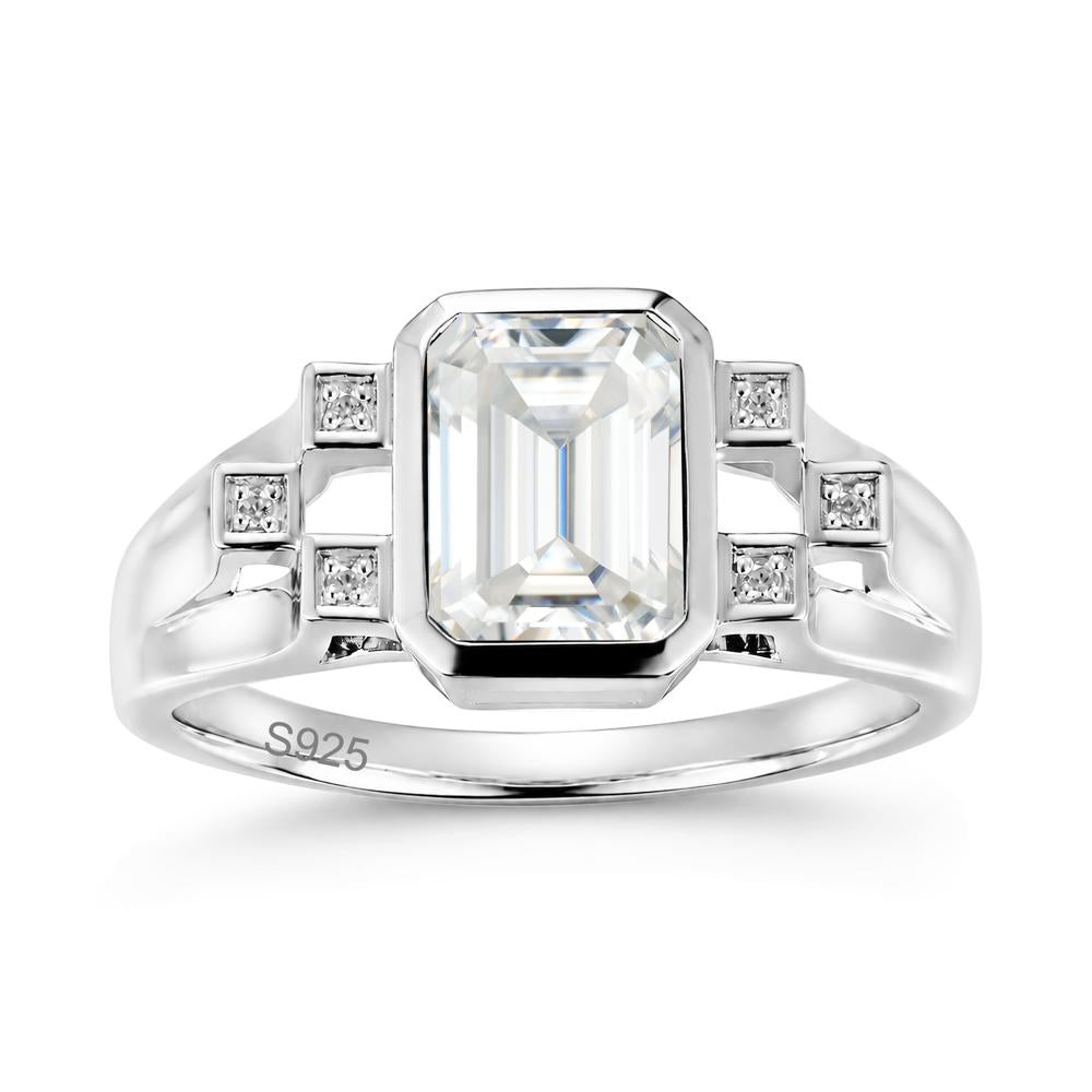 Minimalist Bezel Set Emerald Cut Alexandrite Ring - LUO Jewelry #gemstone_Moissanite