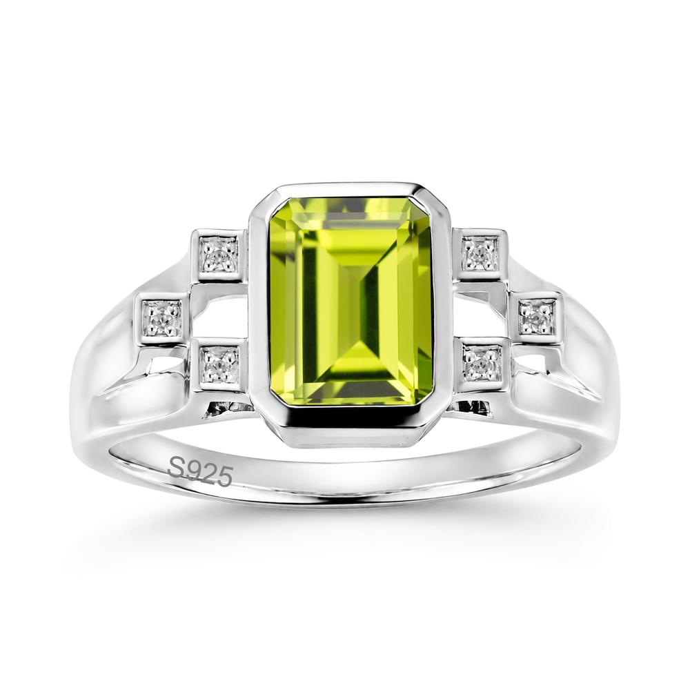 Minimalist Bezel Set Emerald Cut Alexandrite Ring - LUO Jewelry #gemstone_Peridot