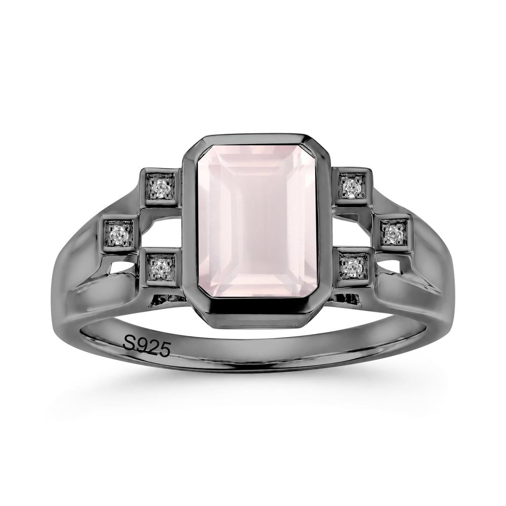 Minimalist Bezel Set Emerald Cut Alexandrite Ring - LUO Jewelry #gemstone_Rose Quartz