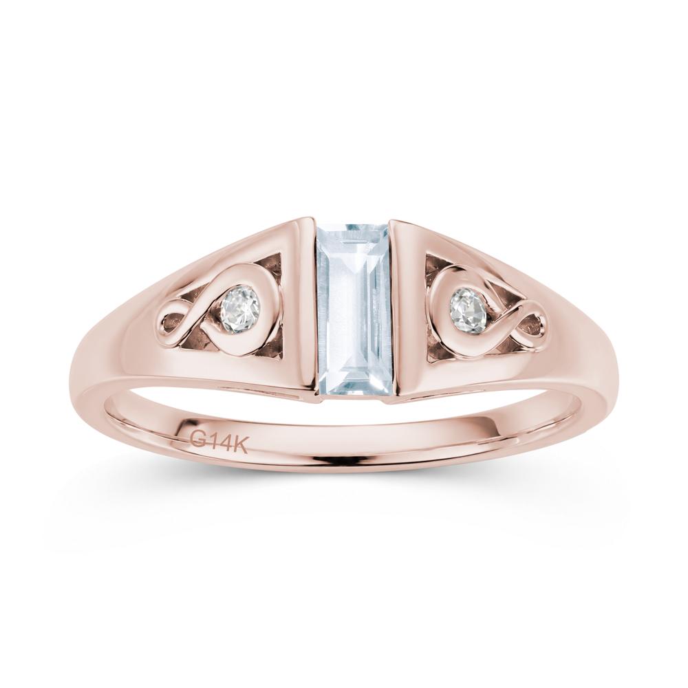 Vintage Rectangle Cut Sapphire Infinity Ring - LUO Jewelry #gemstone_Aquamarine
