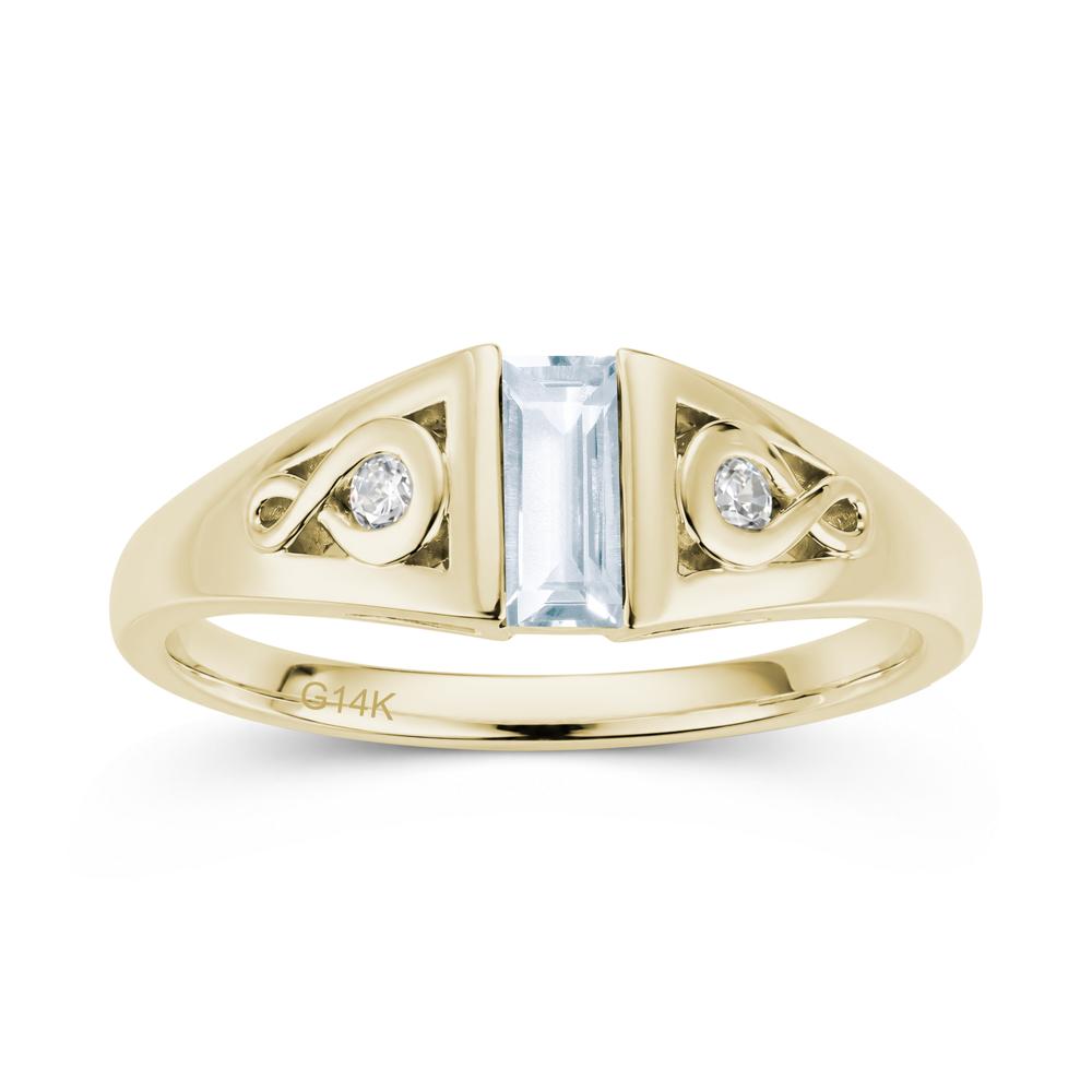 Vintage Rectangle Cut Sapphire Infinity Ring - LUO Jewelry #gemstone_Aquamarine