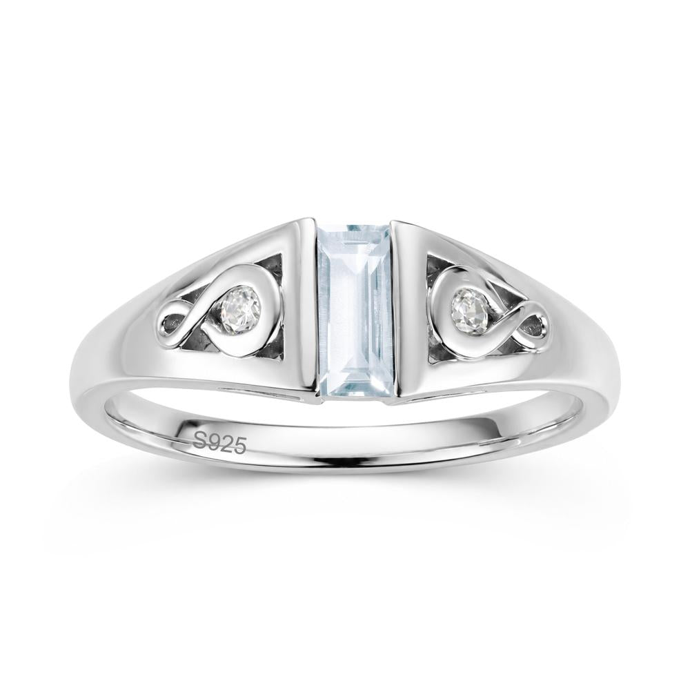Vintage Rectangle Cut Sapphire Infinity Ring - LUO Jewelry #gemstone_Aquamarine