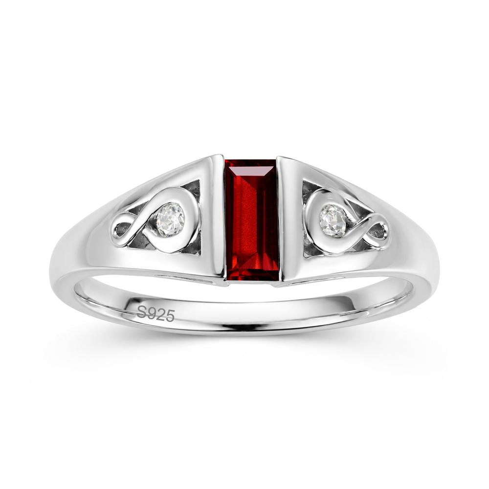 Vintage Rectangle Cut Sapphire Infinity Ring - LUO Jewelry #gemstone_Garnet
