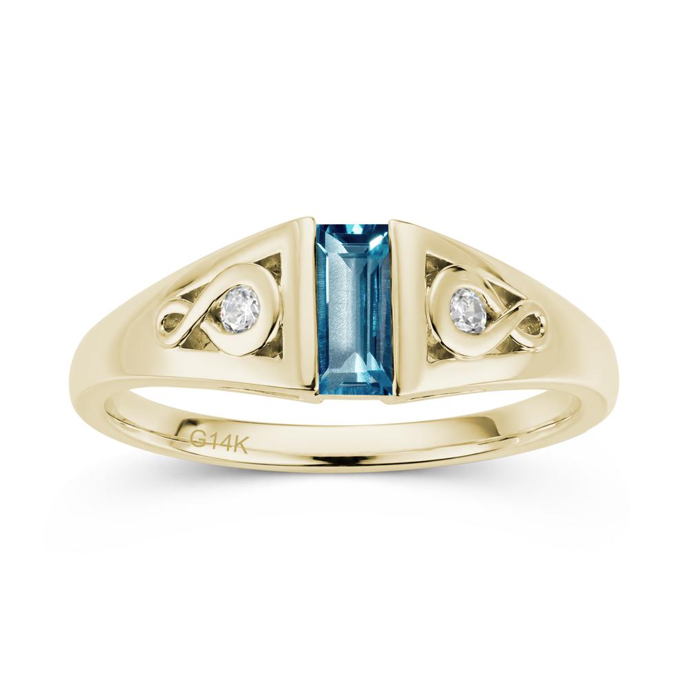 Vintage Rectangle Cut Sapphire Infinity Ring - LUO Jewelry #gemstone_London Blue Topaz